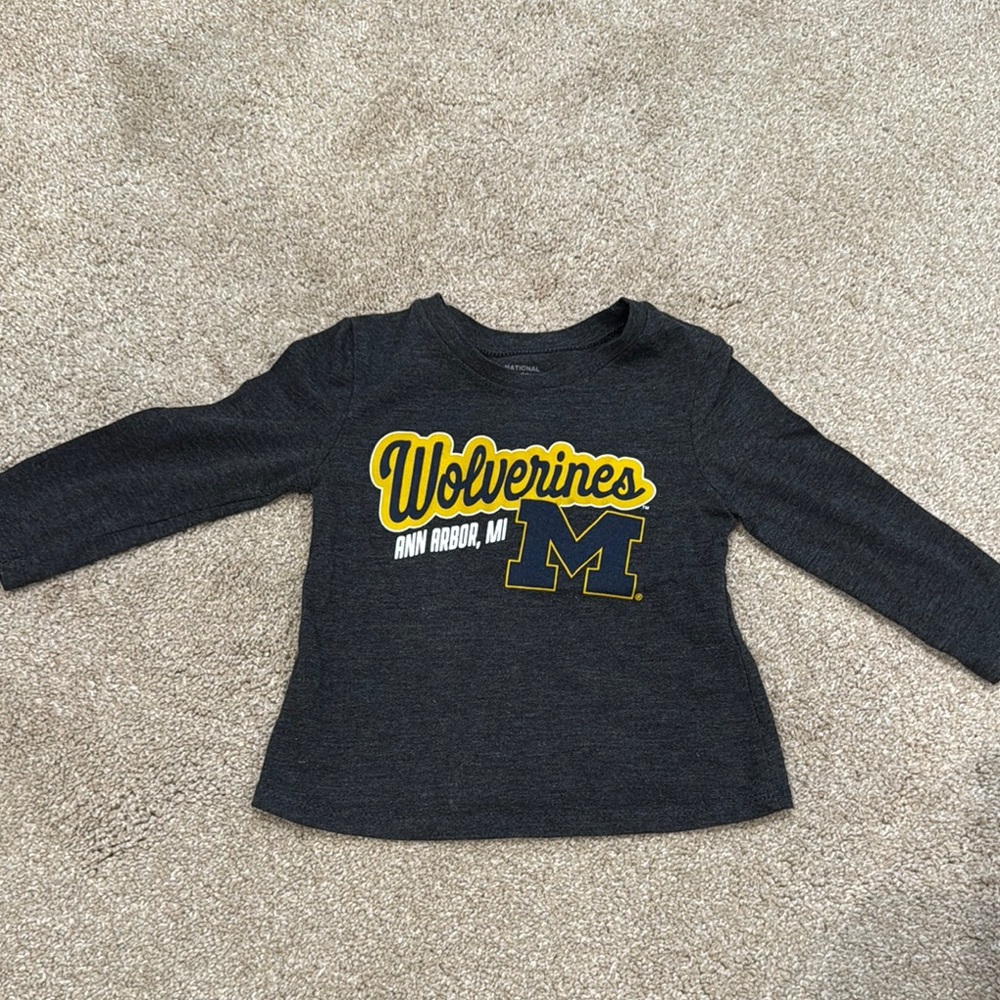 Wolverines Kids Long Sleeve Tee - Charcoal